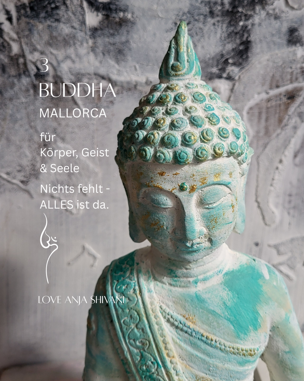 Buddha Mallorca Unikat Handbemalt für Meditation und Yoga 