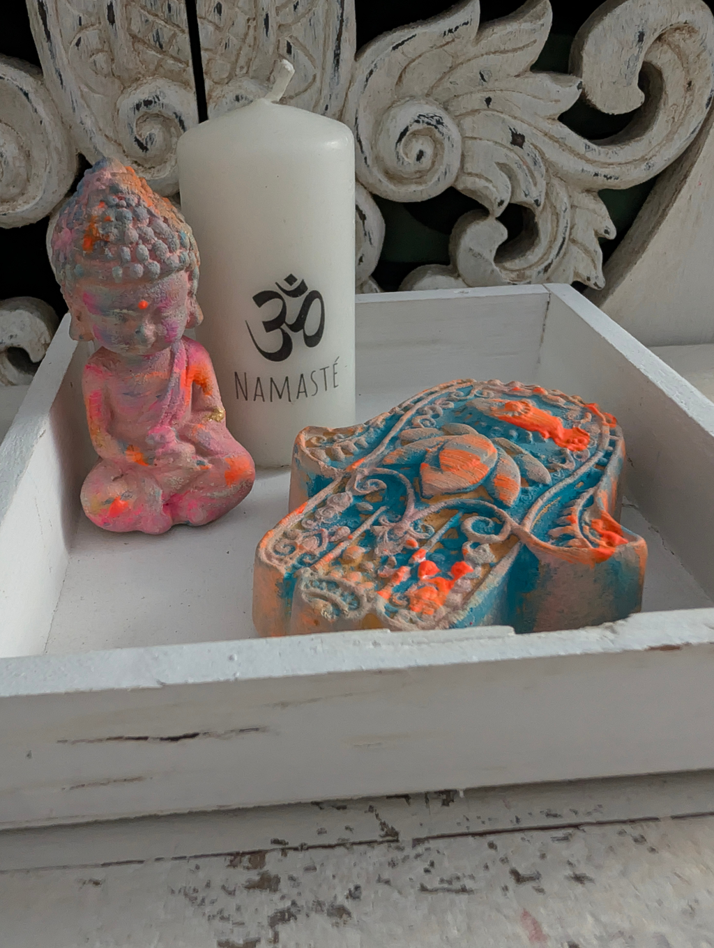 ANILUAP Spirituelles Altar Set mit Buddha, Hamsa Hand, Meditation und Yoga Dekoration Altarsteine