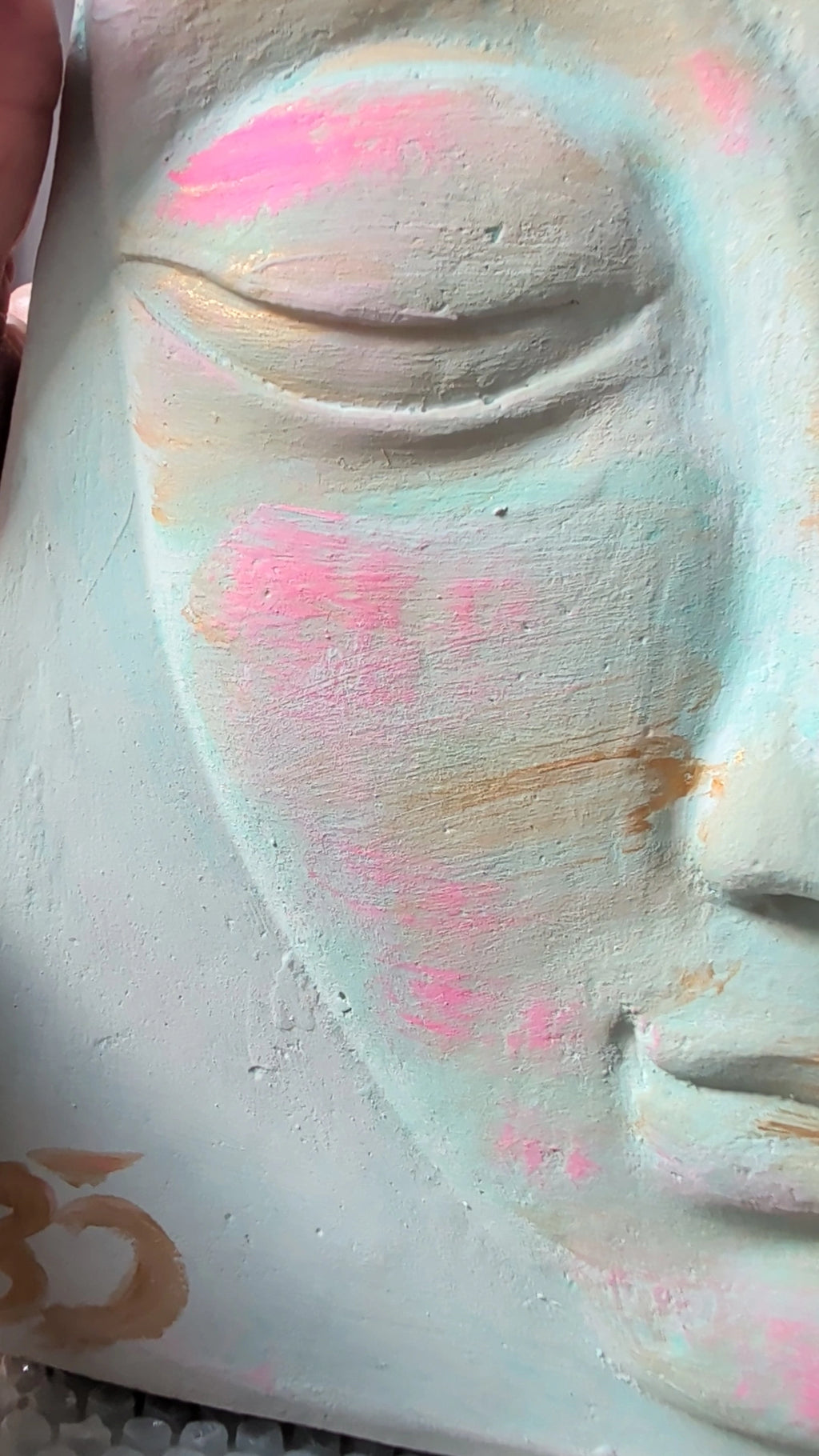 Buddha Detailansicht Gesciht Mintgrün Pastell spirituelle Geschenkidee ANILUAP