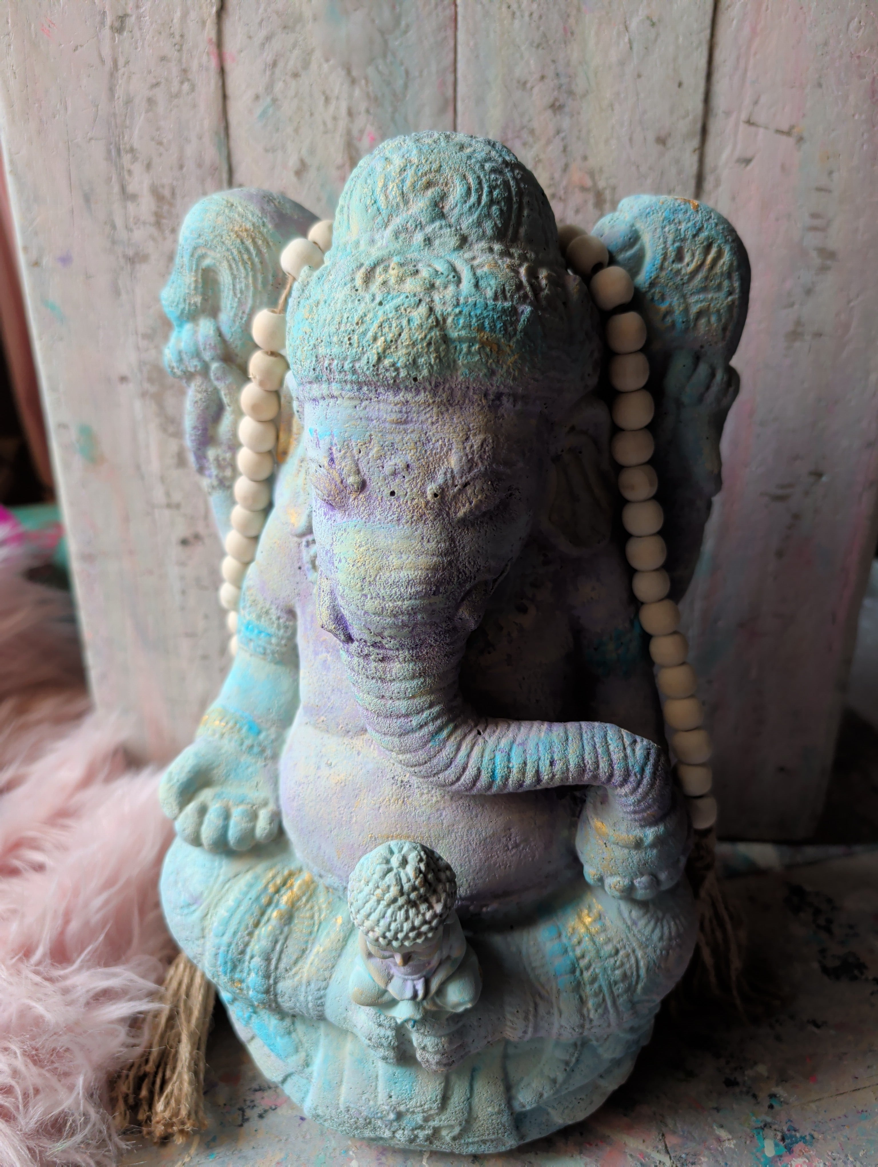 Ganesha Steinfigur | Individuell in Wunschfarbe bemalt | ANILUAP