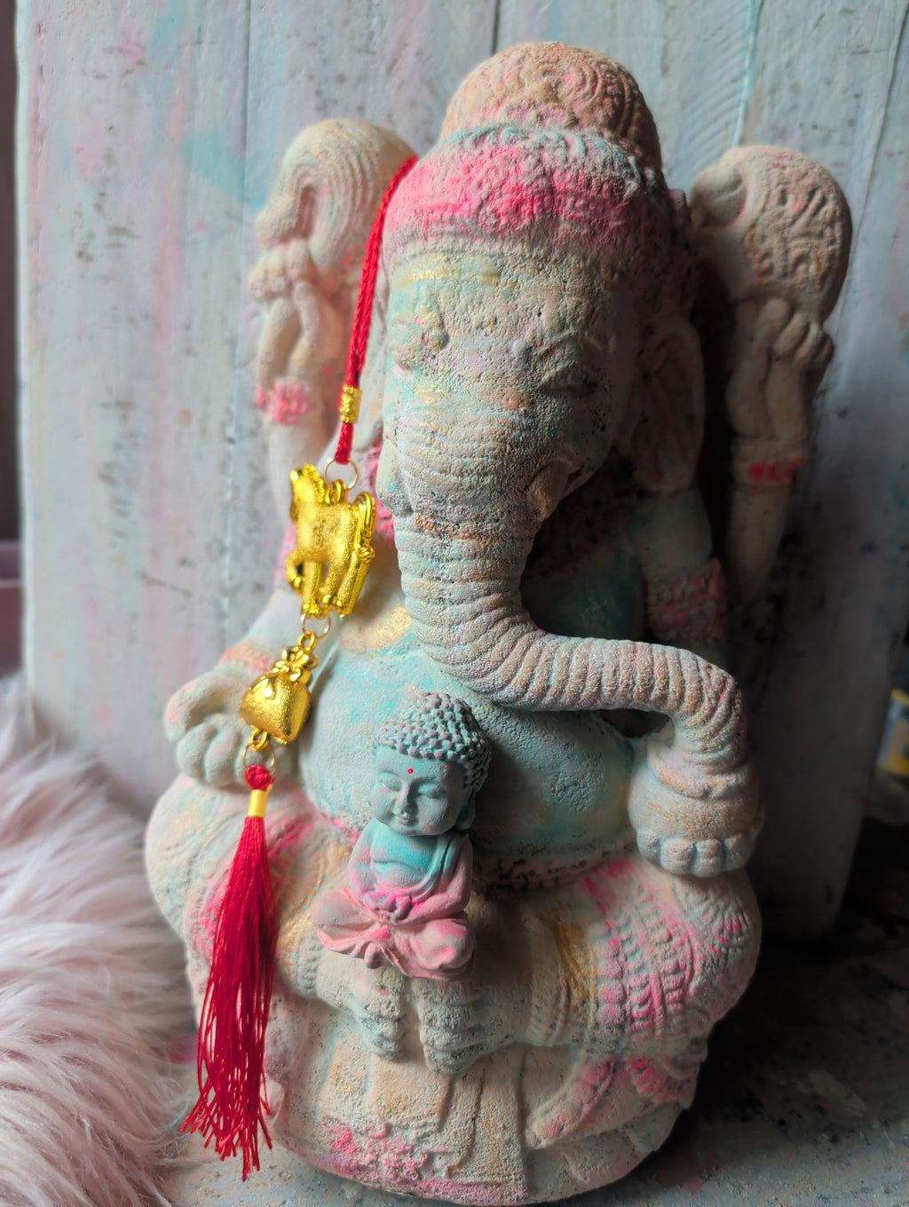 Ganesha Steinfigur | Individuell in Wunschfarbe bemalt | ANILUAP
