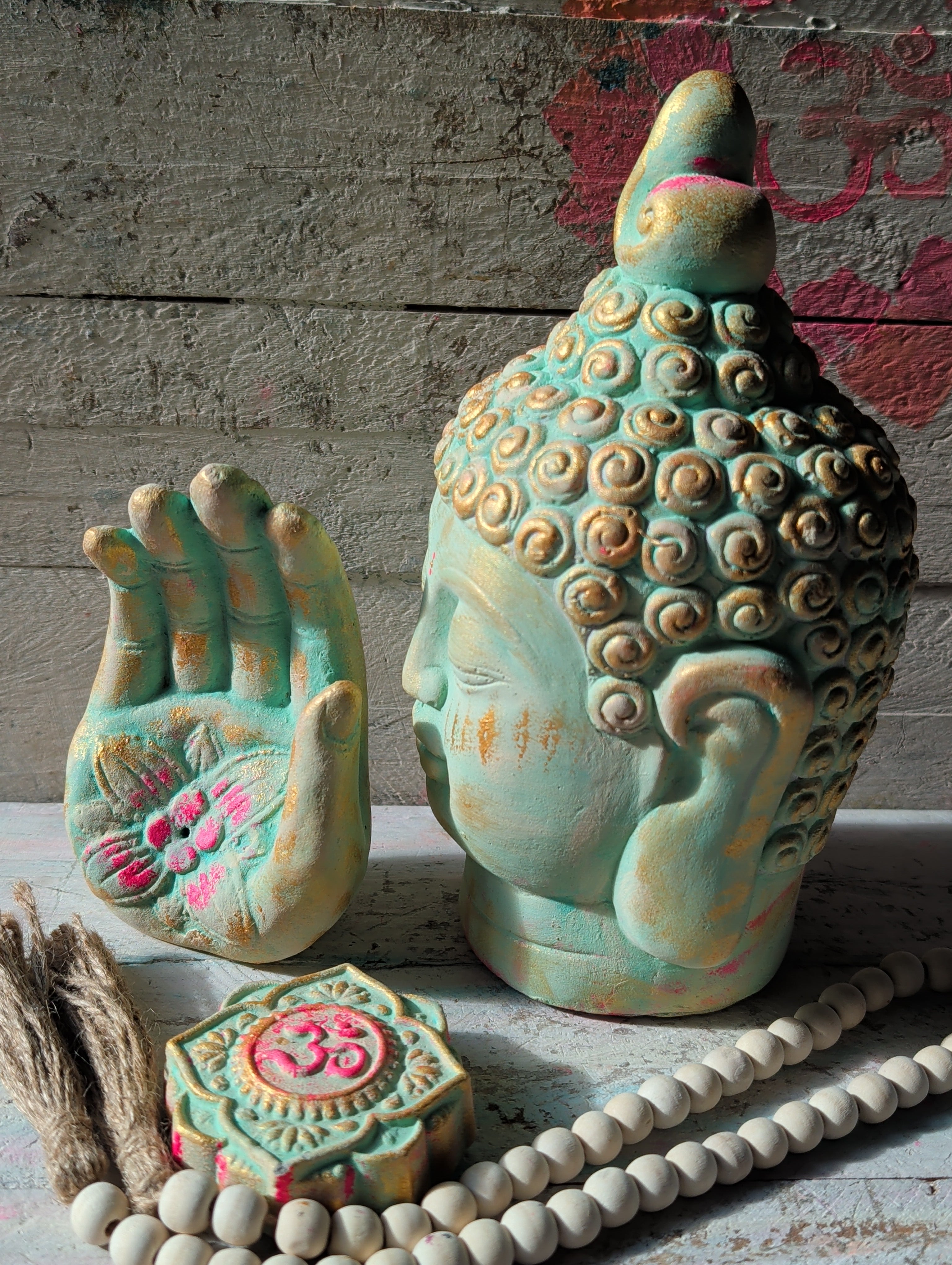 Buddhakopf Seitenasicht Altar Set Spirituelles Wohnen ANILUAP