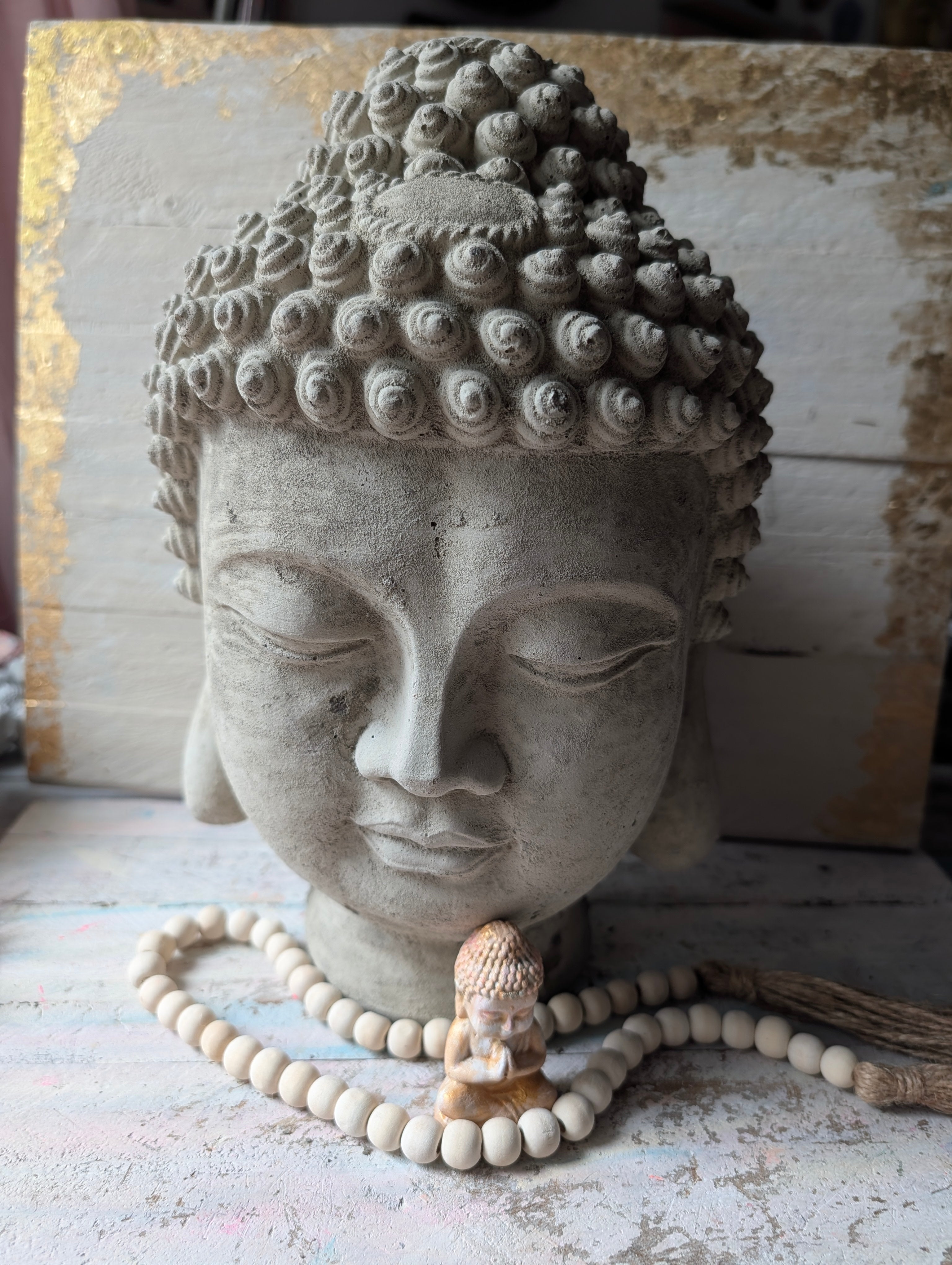 Buddha Kopf aus massivem Steinguss in deiner Wunschfarbe bemalt ANILUAP