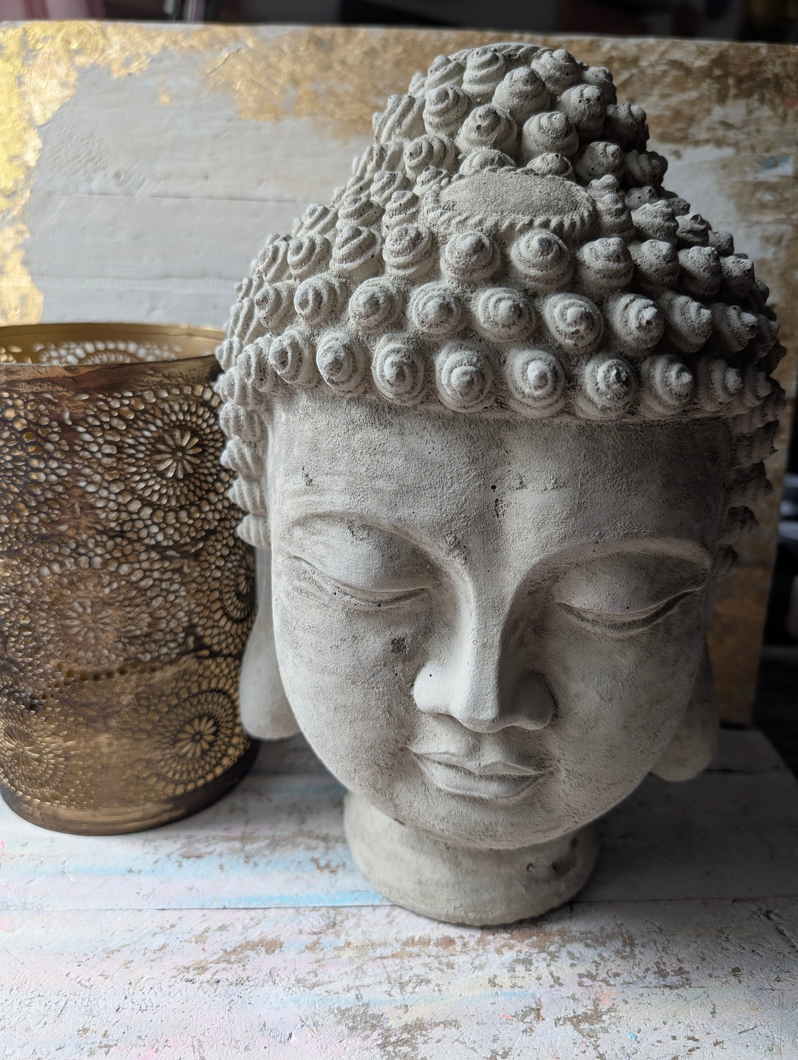 Buddhakopf passend zu deiner Einrichtung bemalt Unikat Spirituelle Steinkunst  ANILUAP