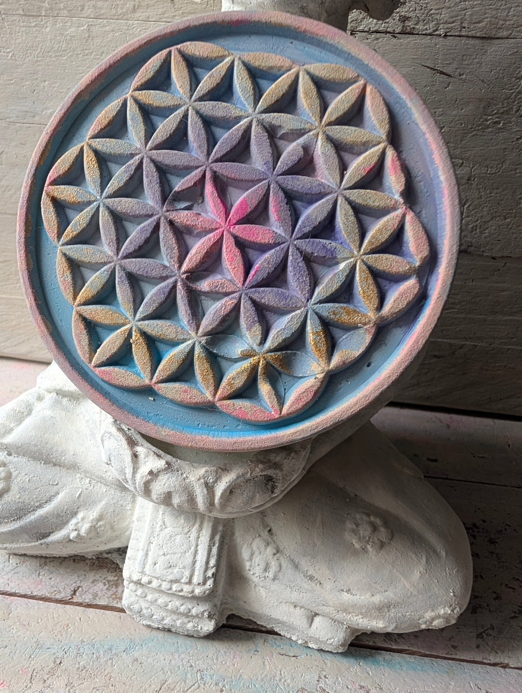 Spirituelles Geschenk - Blume des Lebens -Symbol aus Steinguss in 11 mm Meisterzahl ANILUAP
