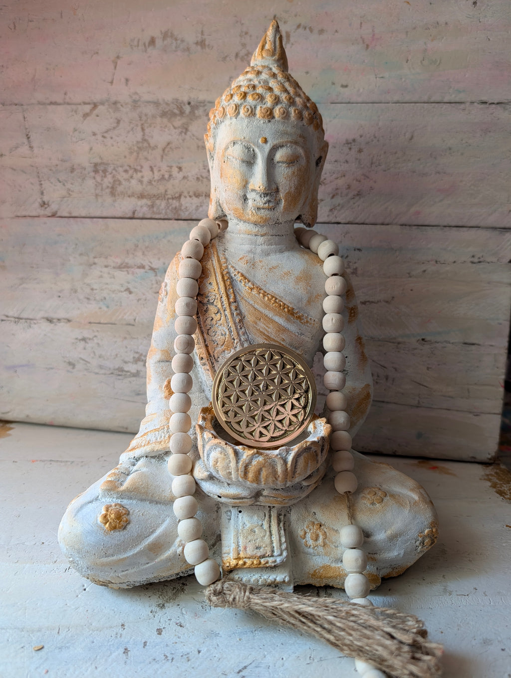 Buddha Weiss Gold für Meditation und Yoga Original ANILUAP
