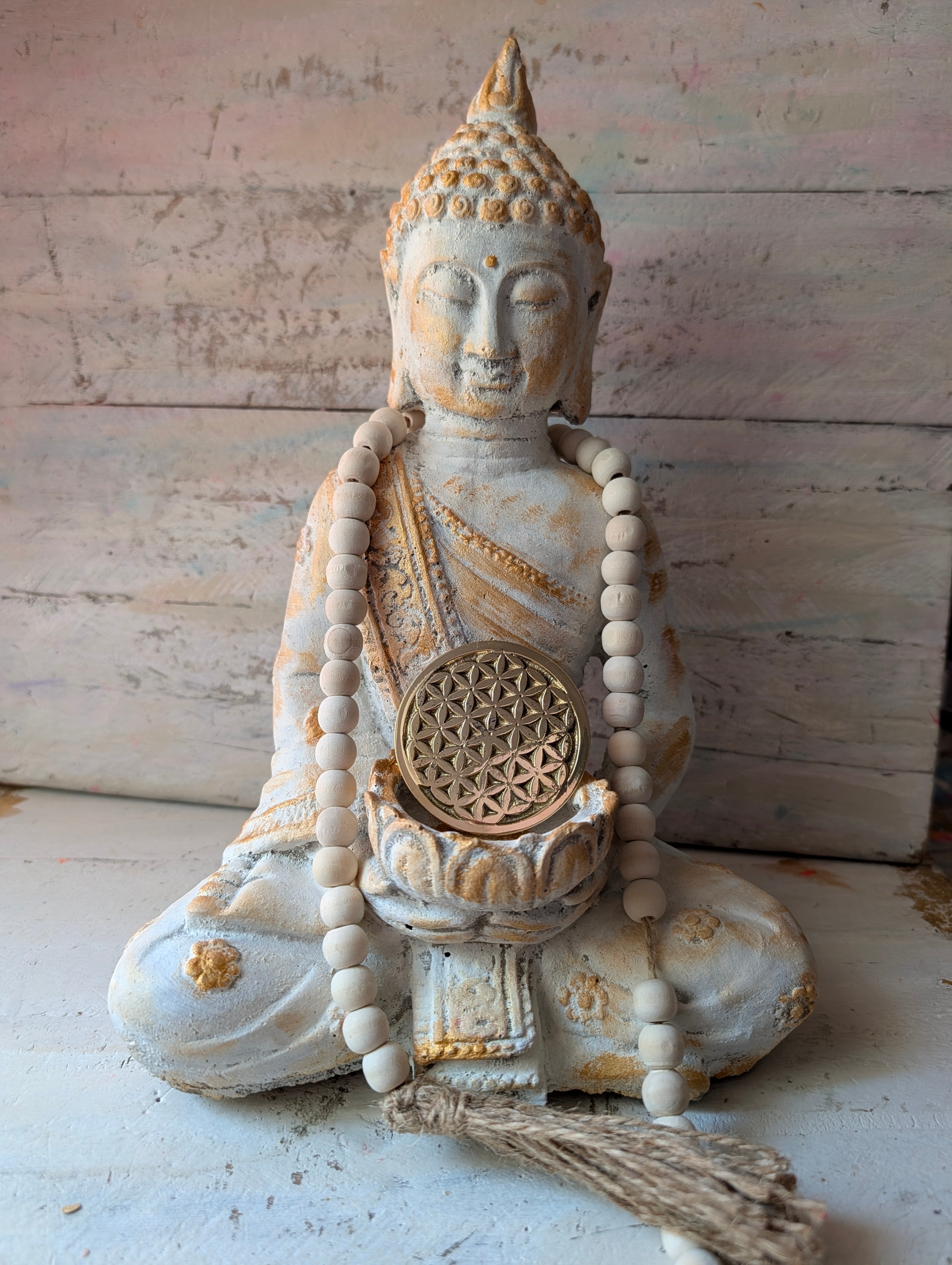 Buddha Weiss Gold für Meditation und Yoga Original ANILUAP
