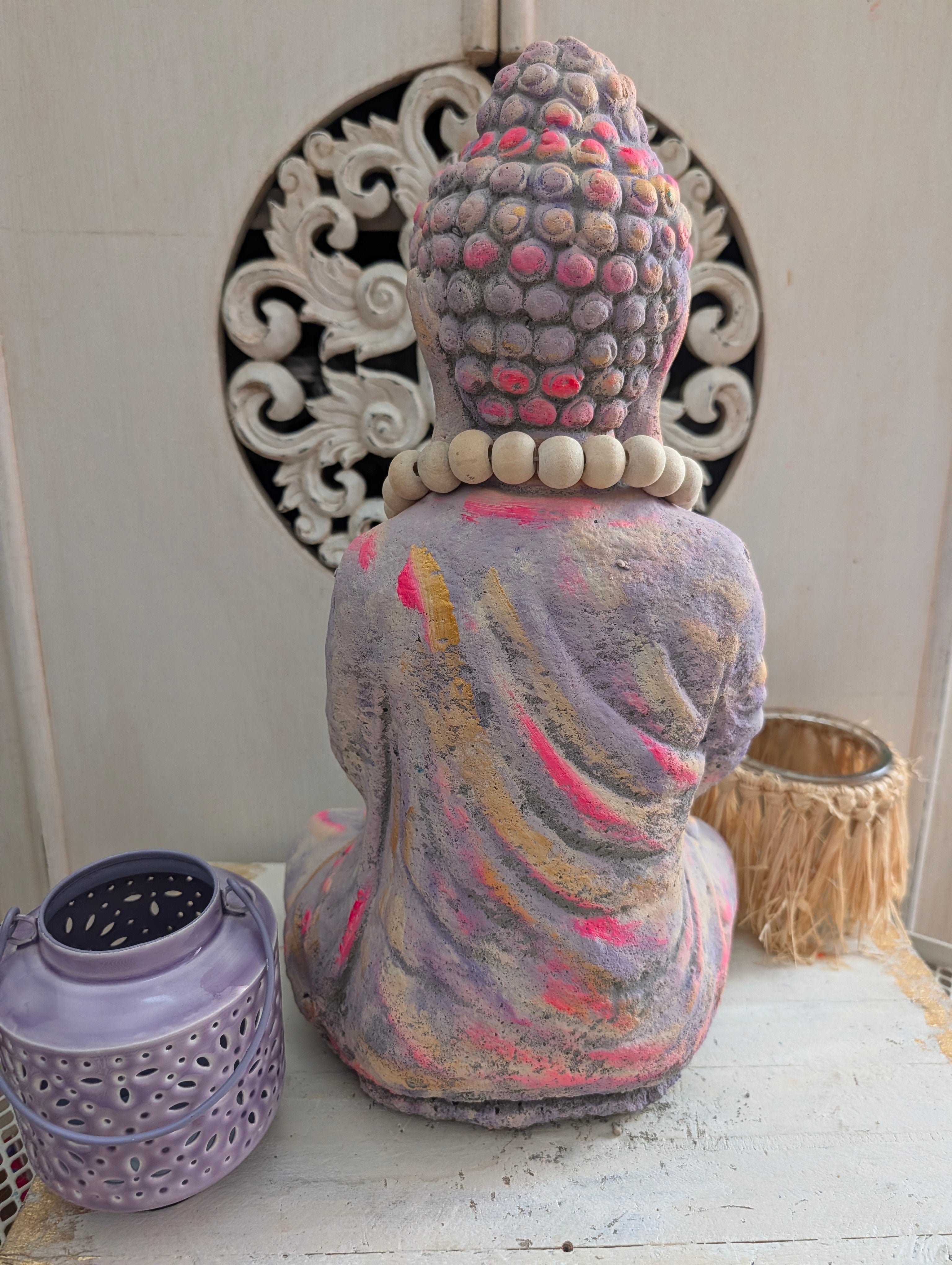 Buddha Rückenansicht lavendel Neonpink ANILUAP