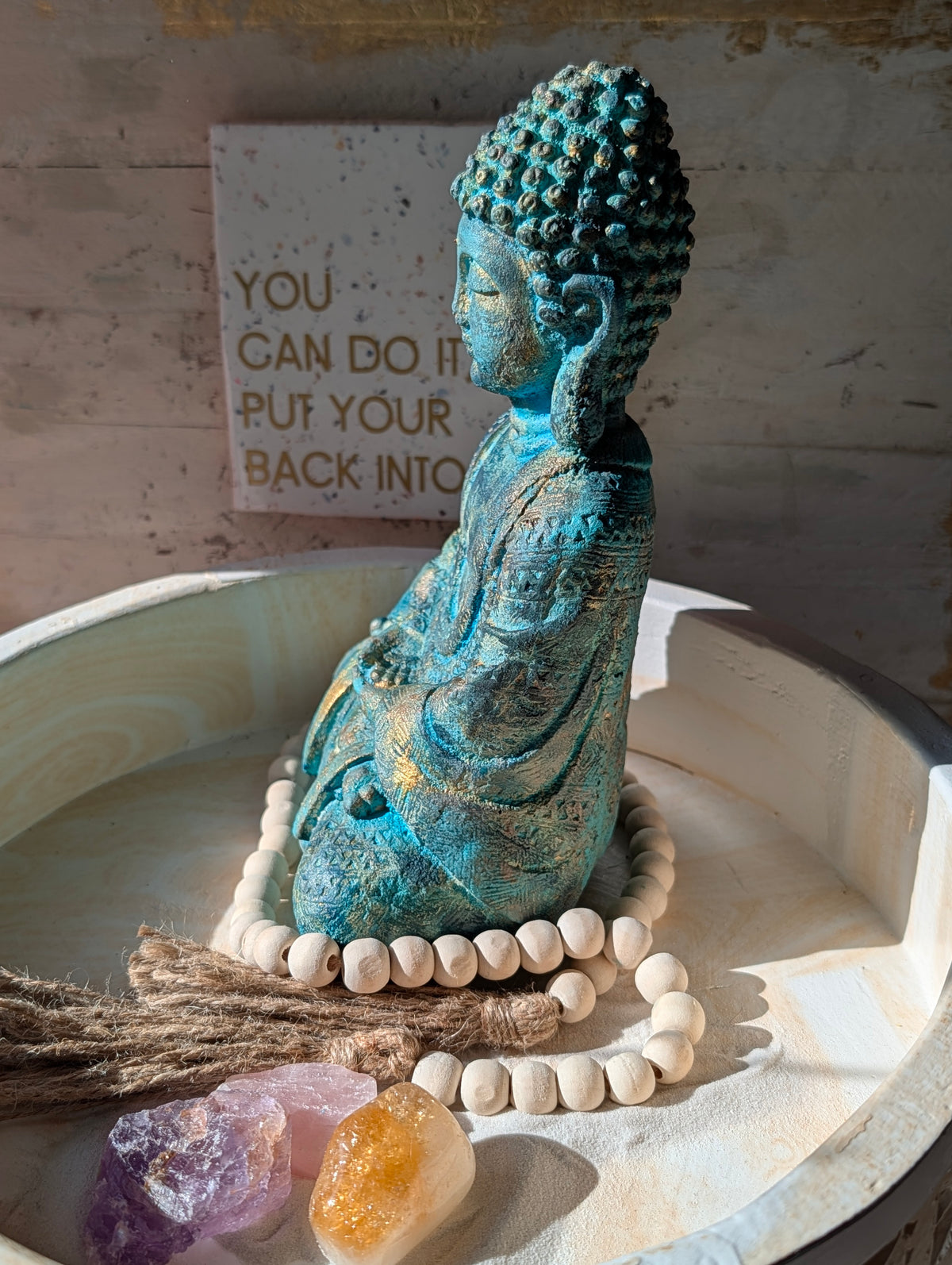Buddha-Figur Vintage Türkis – handbemaltes Unikat | ANILUAP