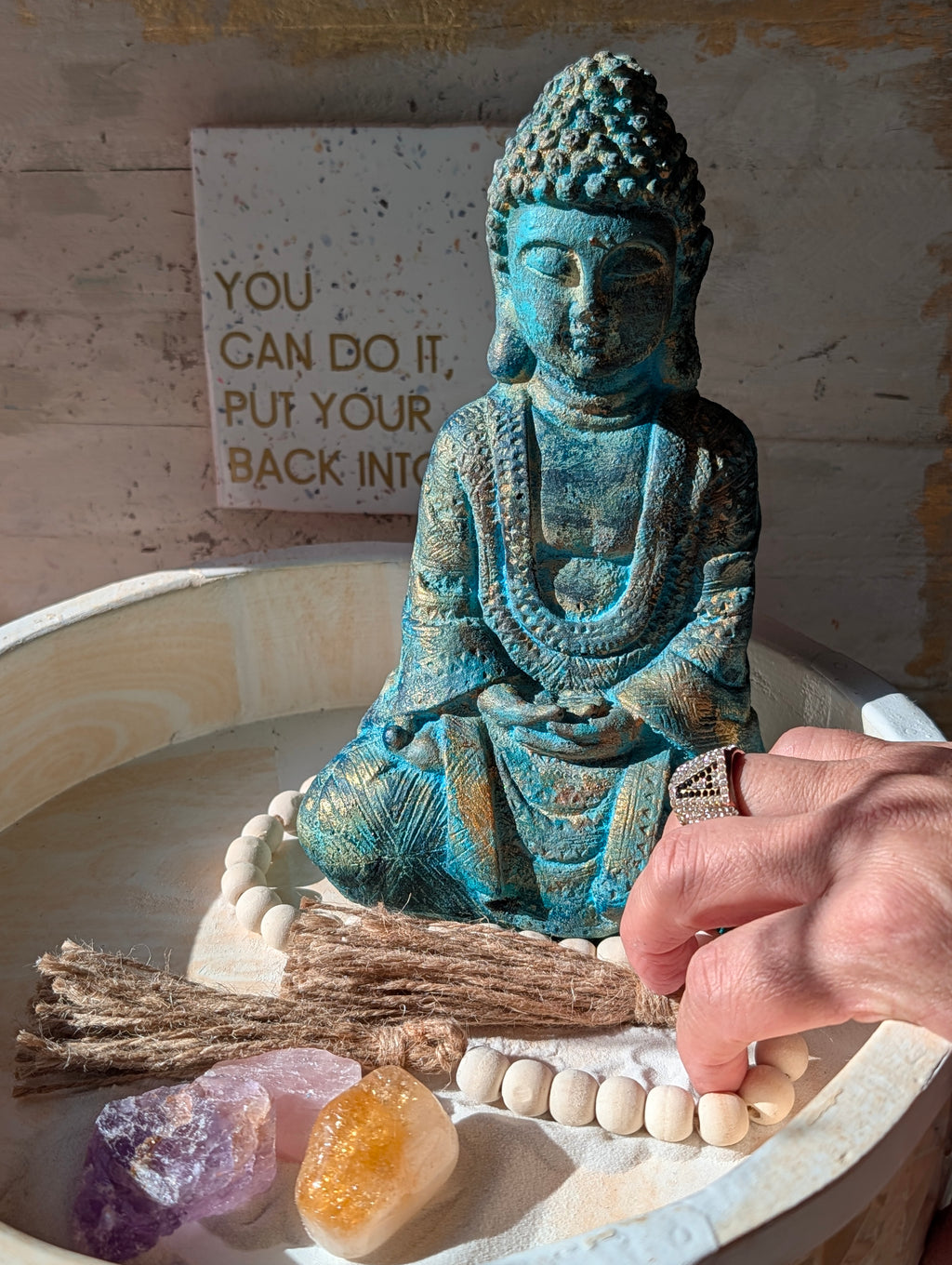 Buddha-Figur Vintage Türkis – handbemaltes Unikat | ANILUAP