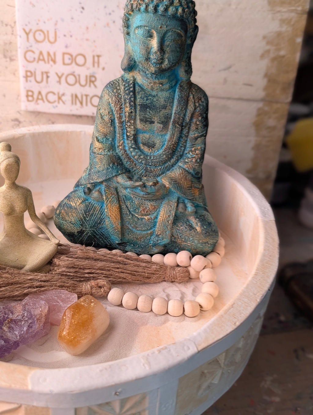 Buddha-Figur Vintage Türkis – handbemaltes Unikat | ANILUAP
