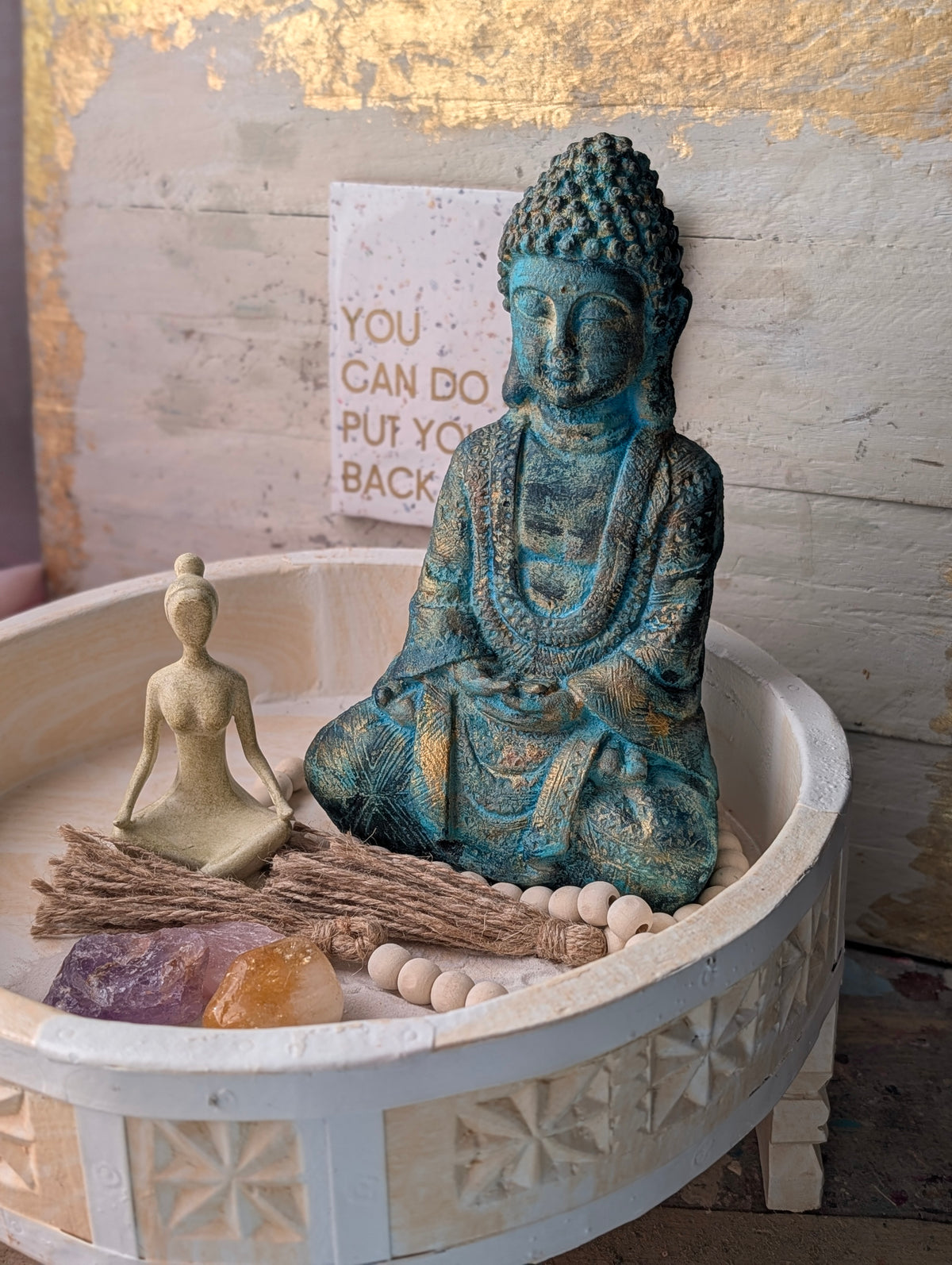 Buddha-Figur Vintage Türkis – handbemaltes Unikat | ANILUAP