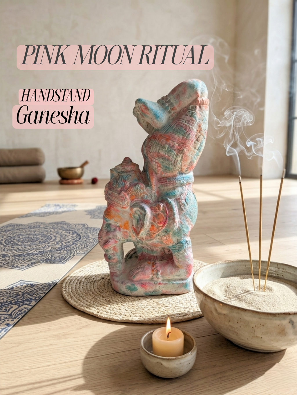 Handstand Ganesha Statue bunt handbemalt ANILUAP