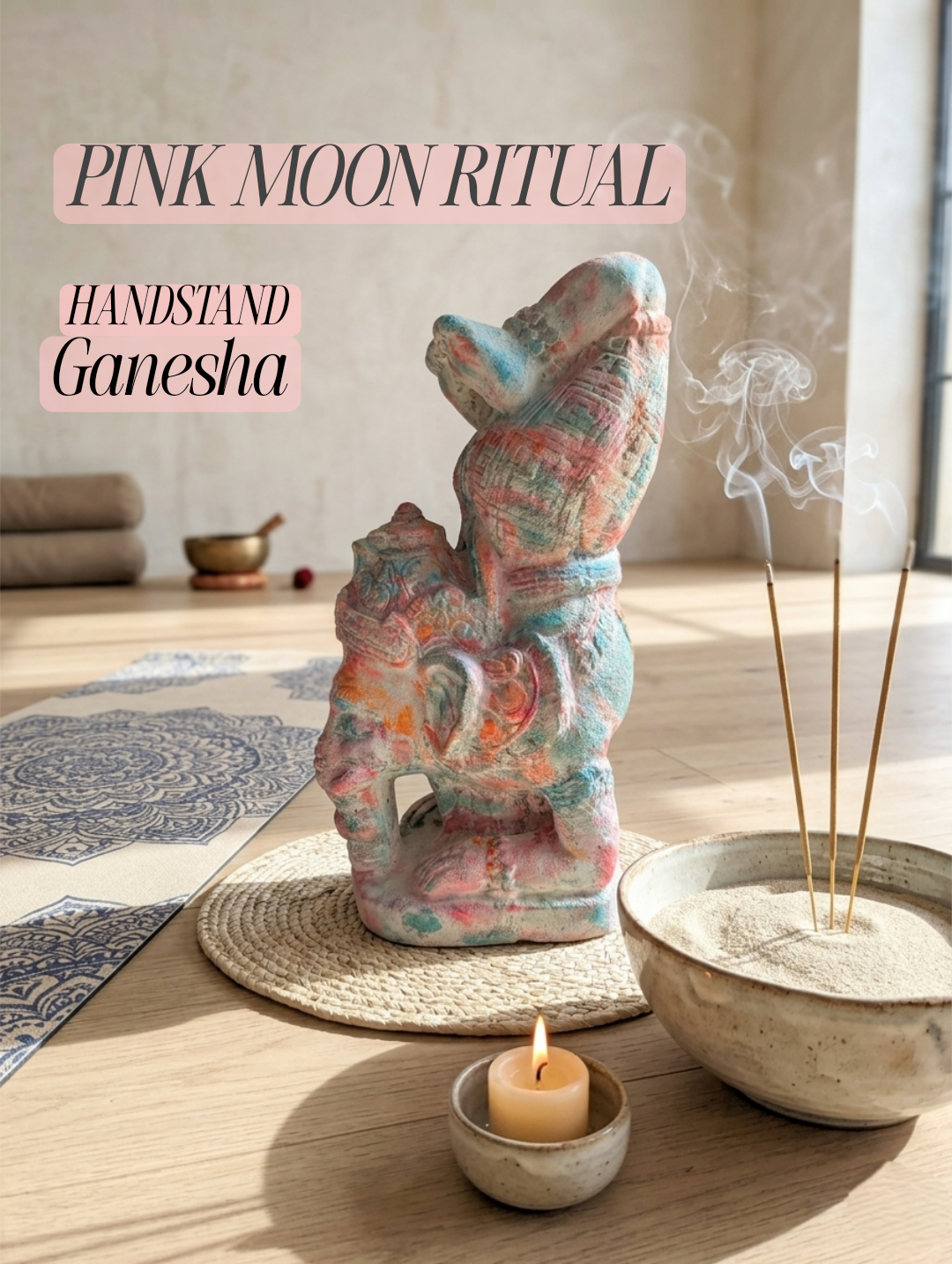 Handstand Ganesha Statue bunt handbemalt ANILUAP