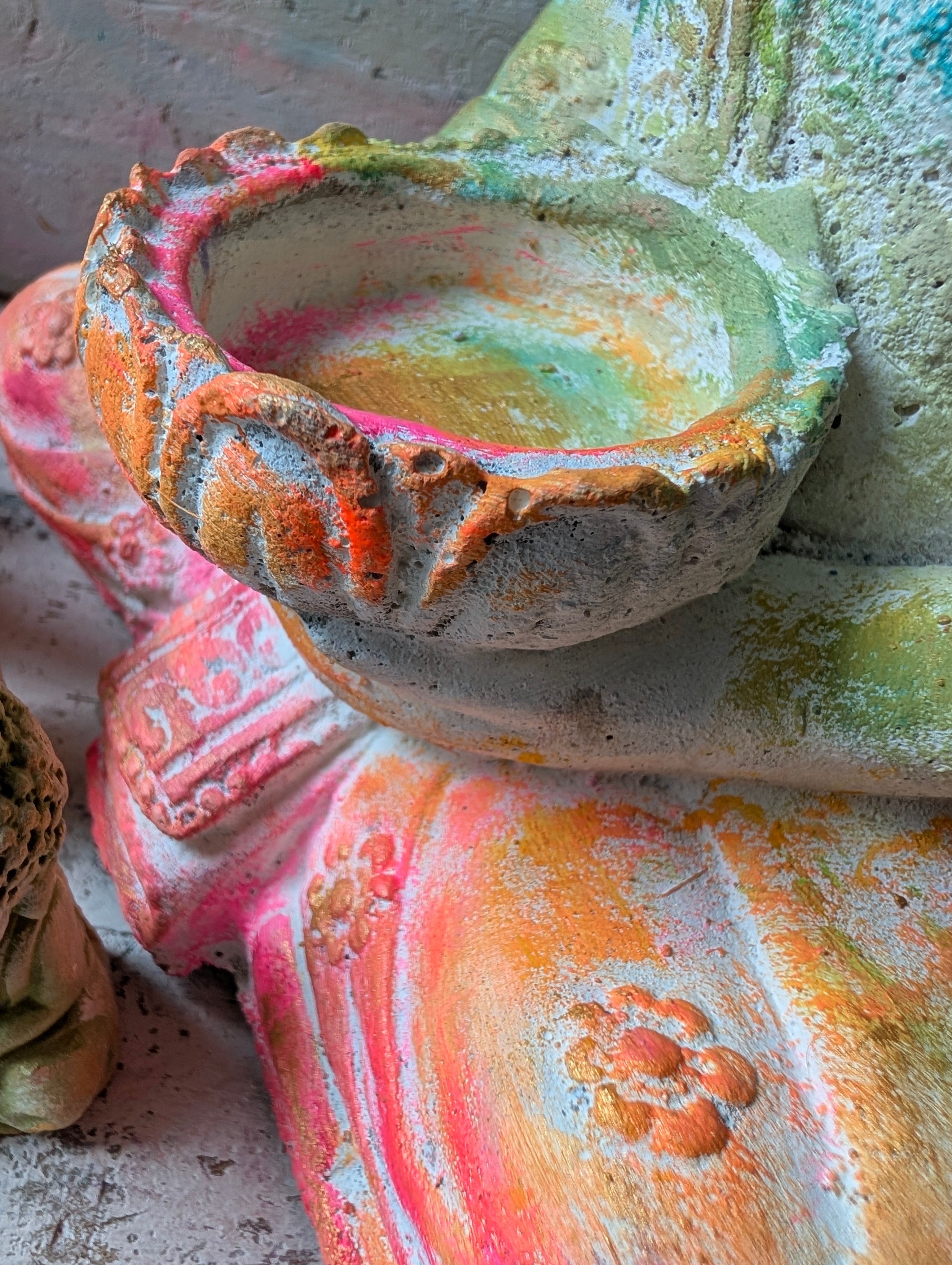 Buddha Steinfigur Handbemalt Neumond Energie ANILUAP 